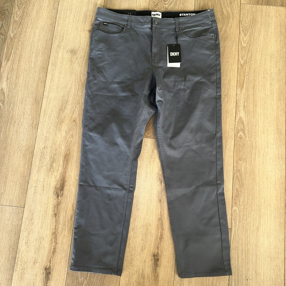 DKNY Mens Size 38x30 Stanton Slim Fit Ultimate Stretch Gray 5 Pockets Pants NEW - Picture 3 of 12